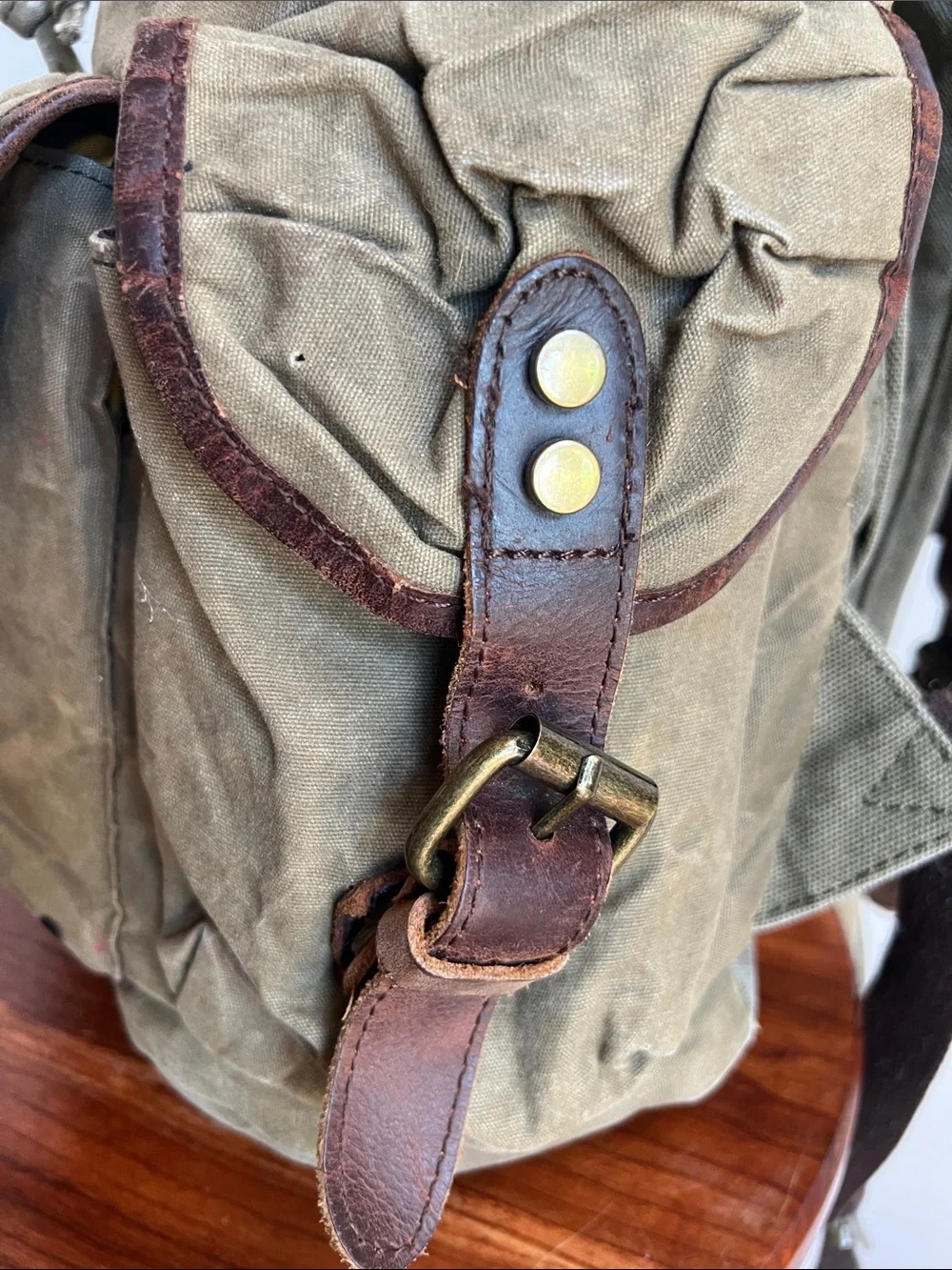 Western Leather Goods lone horse Distressed Canvas Leather Rucksack Backpack